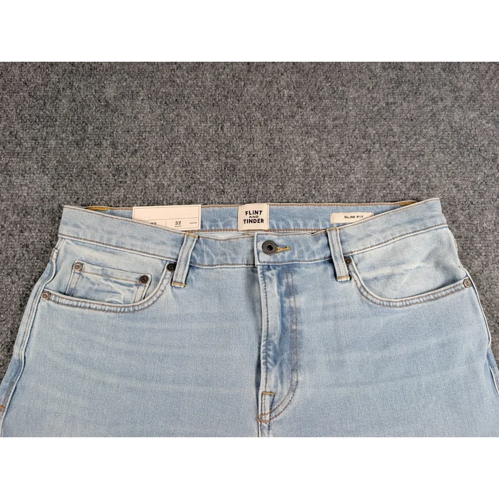 Flint and Tinder Slim Fit Jeans Mens‎ 32/32 Light Wash Stretch Denim NWT
